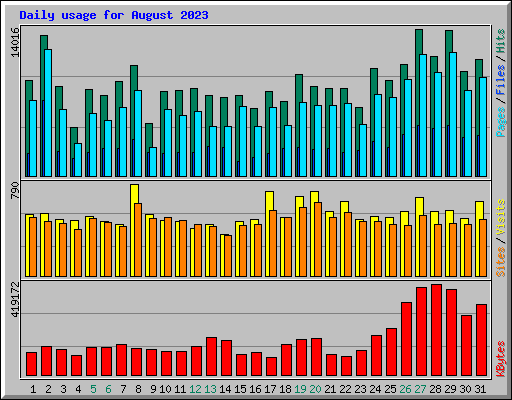 Daily usage for August 2023