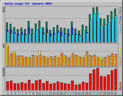 Daily usage for January 2025