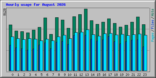 Hourly usage for August 2026